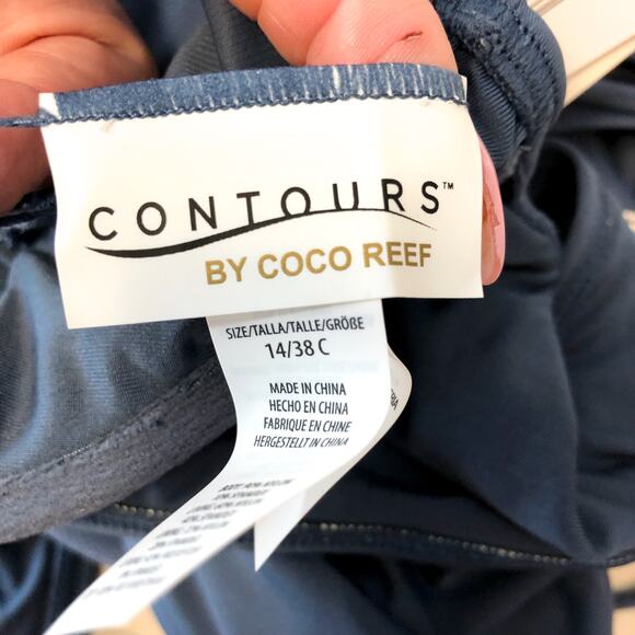 CONTOURS COCO REEF Keepsake Stellar One-Piece Swimsuit  US 14 38C Slate Ble NWT - Picture 7 of 12